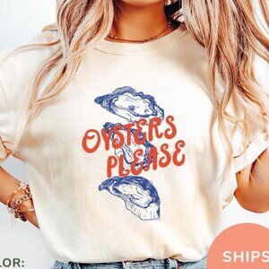 Oysters Please Shirt, Seafood Tshirt, Retro Foodie Shirt